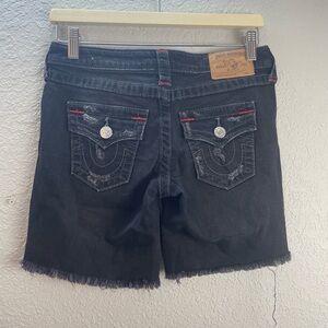 True Religion Distressed Mid Cut-off Shorts‎